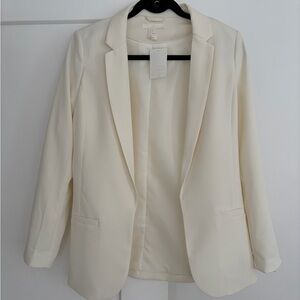 H&M Cream Open-Front Blazer Jacket